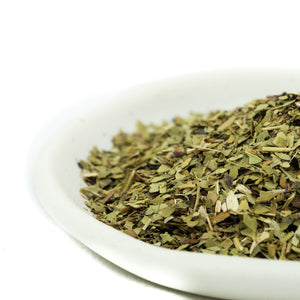 TEA MATE Loose Leaf Yerba Mate From South America (Brazil) In A White Plate With White Background